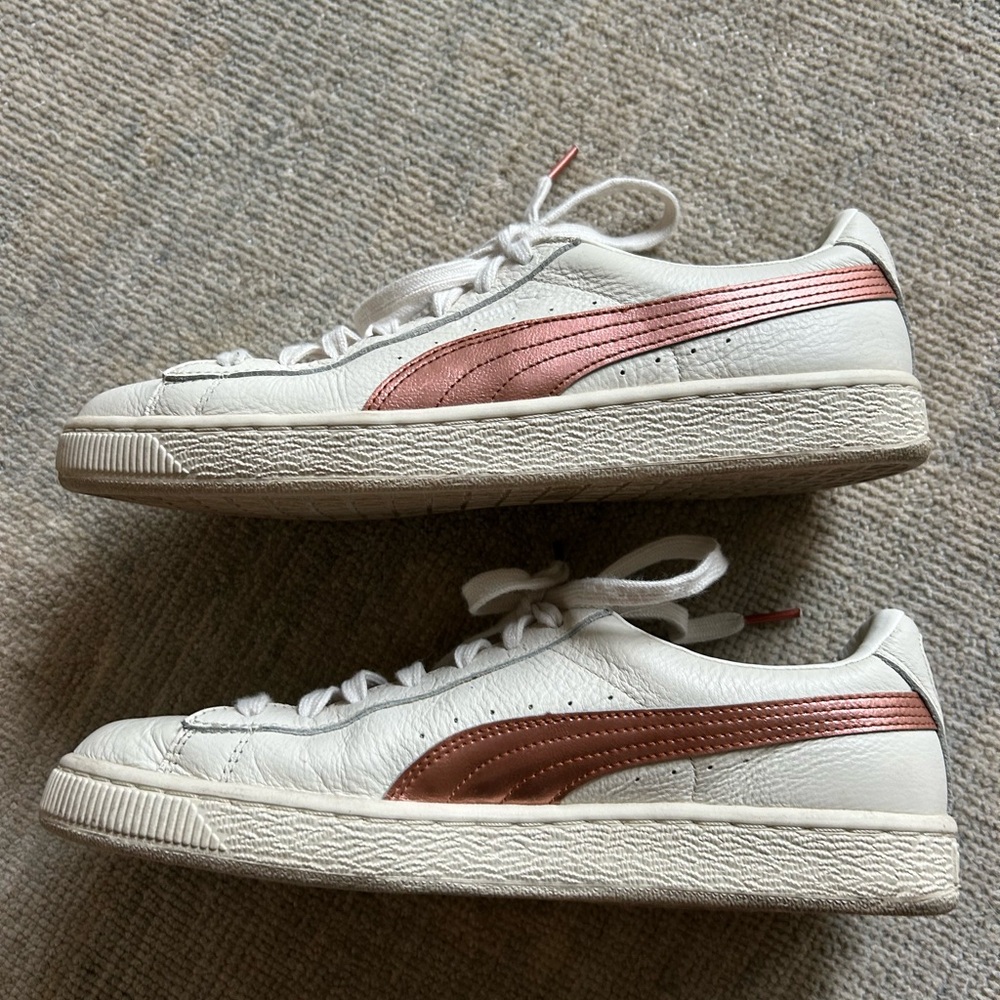 Puma White and Rose Gold Sneakers
